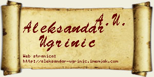 Aleksandar Ugrinić vizit kartica